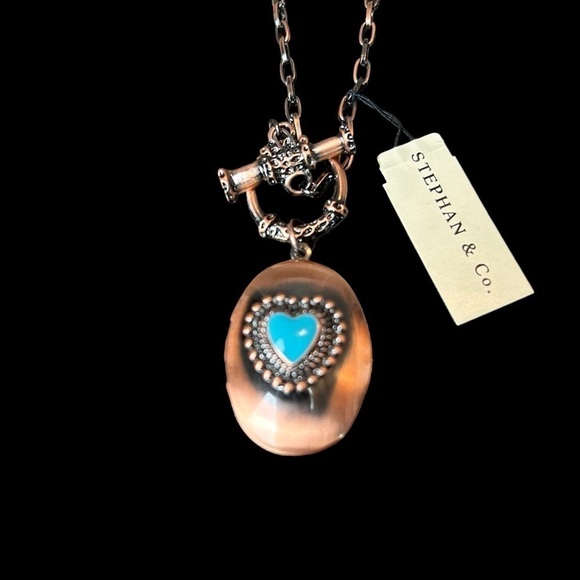 Stephan & Co. Copper & Turquoise Toggle Locket Necklace - Picture 7 of 16